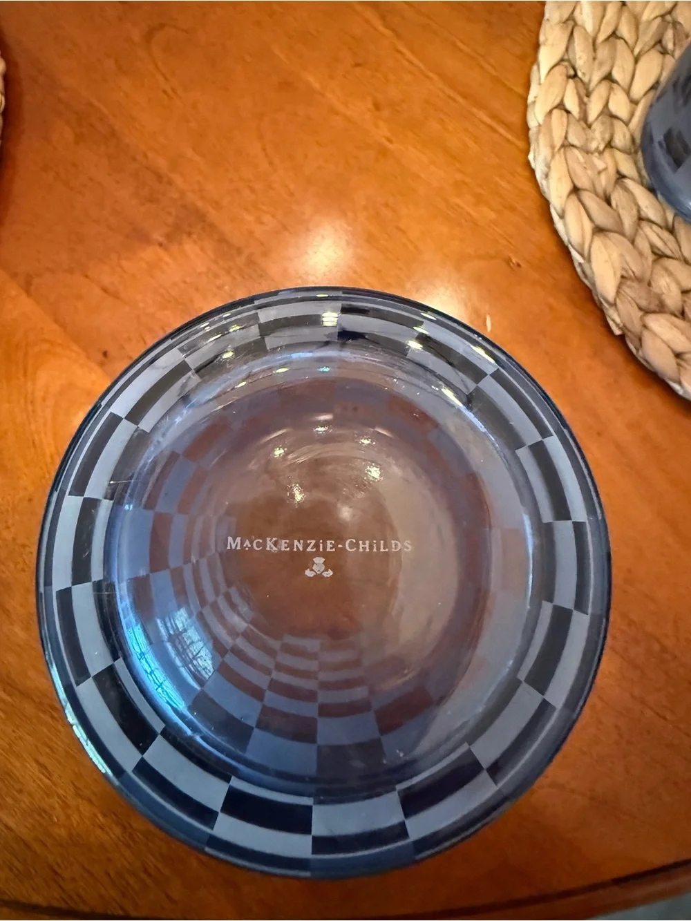 Mackenzie Childs Dashing Check Pitcher and Glasses Set
